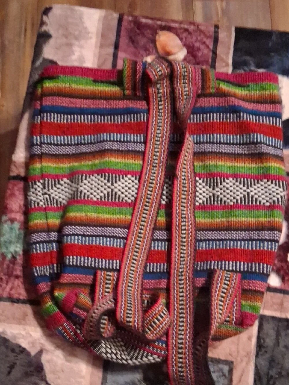Handwoven Multicolor Striped Backpack - Boho Casual
